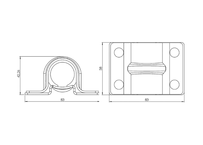 Intermediate Guide 4 Holes 25 mm